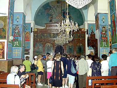 Intérieur de l'église St. George, emplacement de la carte de Medeba