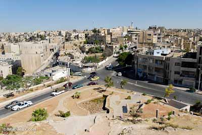 Extr�mit� nord de la Citadelle d'Amman, vue donnant vers le nord-ouest