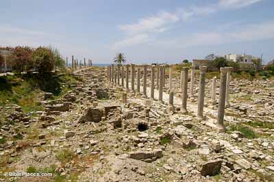 Tyre, al-Mina site, Roman agora view to sea from northeast, adr090508606